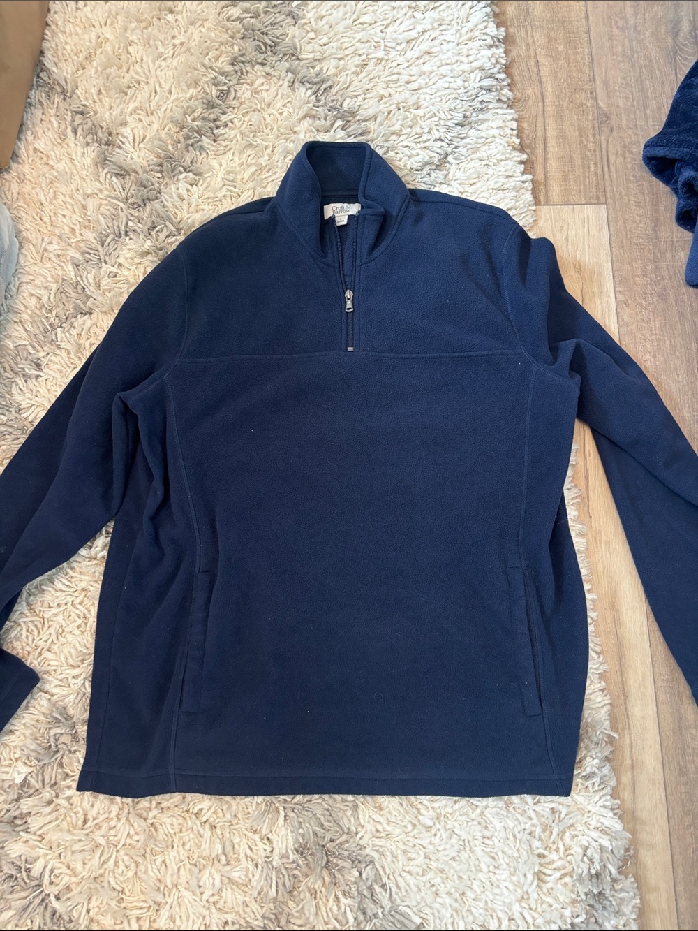 Croft and Barrow Men's Navy Quarter-Zip Fleece Pullover